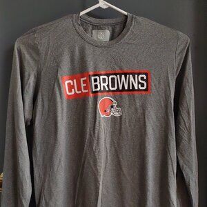 Cleveland Browns Men's Large Long Sleeve T-Shirt Gray Orange NFL Team Apparel